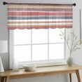 thumbnail image 2 of Red Nordic Style Stripes Valance Curtains for Kitchen/Living Room/Bathroom/Bedroom Window, Rod Pocket Small Topper Half Short Window Curtains Voile Sheer Scarf, Red Grey Texture 42"x12", 2 of 8
