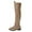 Khaki, variant on Lenago Winter Knee-High Boots for Women Chunky Block Boots with Side Zip Elastic Faux Leather Boots for Women Dress Boots Biker Motorcycle Riding Boots