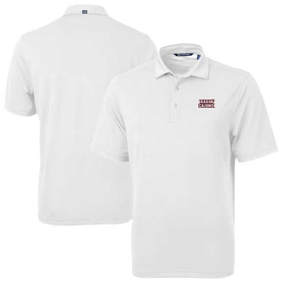 Men's Cutter & Buck White Louisiana Ragin' Cajuns Virtue Eco Pique Recycled Polo