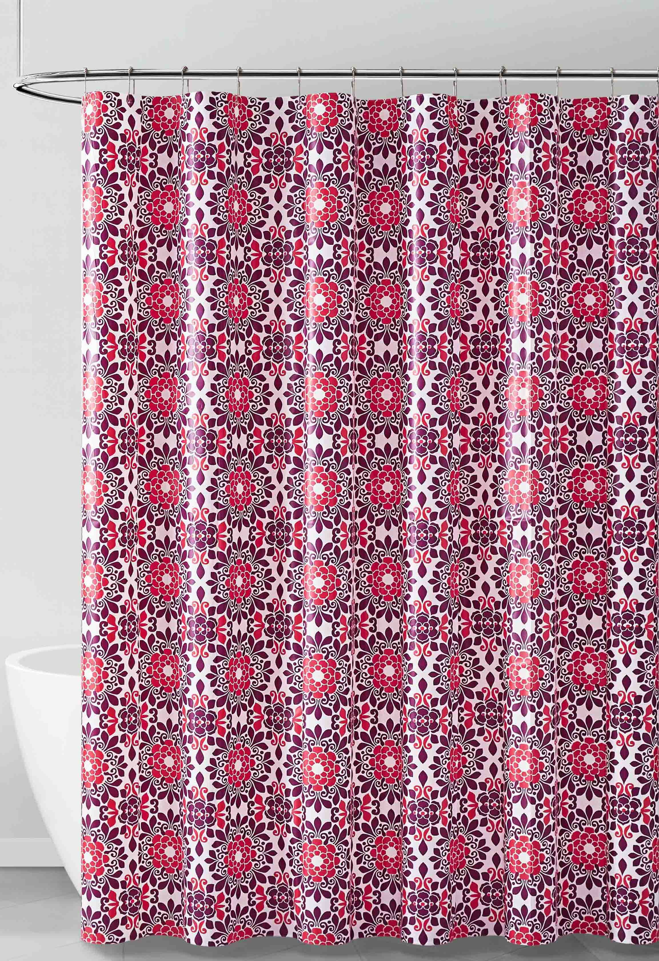 Fresh purple and red shower curtain Red Purple And White Medallion Design Peva Shower Curtain Liner Odorless Pvc Chlorine Free Biodegradable Mildew Eco Friendly Size 72in X 72inred Walmart Com