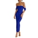 thumbnail image 1 of Vestido PRETTYGARDEN para mujer, verano 2025, con hombros descubiertos, azul, 1 of 9