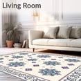 thumbnail image 2 of ODIKA 6'x9' Machine Washable Non-Slip Area Rug, Floral Medallion with Baroque Scrollwork Motif and Vintage Accents High Traffic Rug, Ivory, 522794, 2 of 7