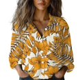 thumbnail image 2 of Yellow Women's Long Sleeve T-shirt, Women Cotton Shirt Printed Fashion Button Down Shirts Casual Tops Long Sleeve Blouse,Women's Long sleeve T-shirt S, 2 of 4