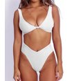 thumbnail image 6 of Top-kevin Bikini Set for Women Solid V Neck Knot Front Push Up High Leg Thong Two Piece Swimsuit, 6 of 19