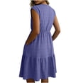 thumbnail image 3 of qolati Women Summer Dresses Crew Neck Cap Sleeve Midi Dresses Casual Ruffle Tiered Smocked Elastic Waist Flowy Sundress Beach Vacation Clothes with Pockets Purple XL, 3 of 8
