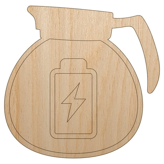 Charging Power Coffee Pot Wood Shape Unfinished Piece Cutout Craft DIY Projects - 6.25 Inch Size - 1/8 Inch Thick