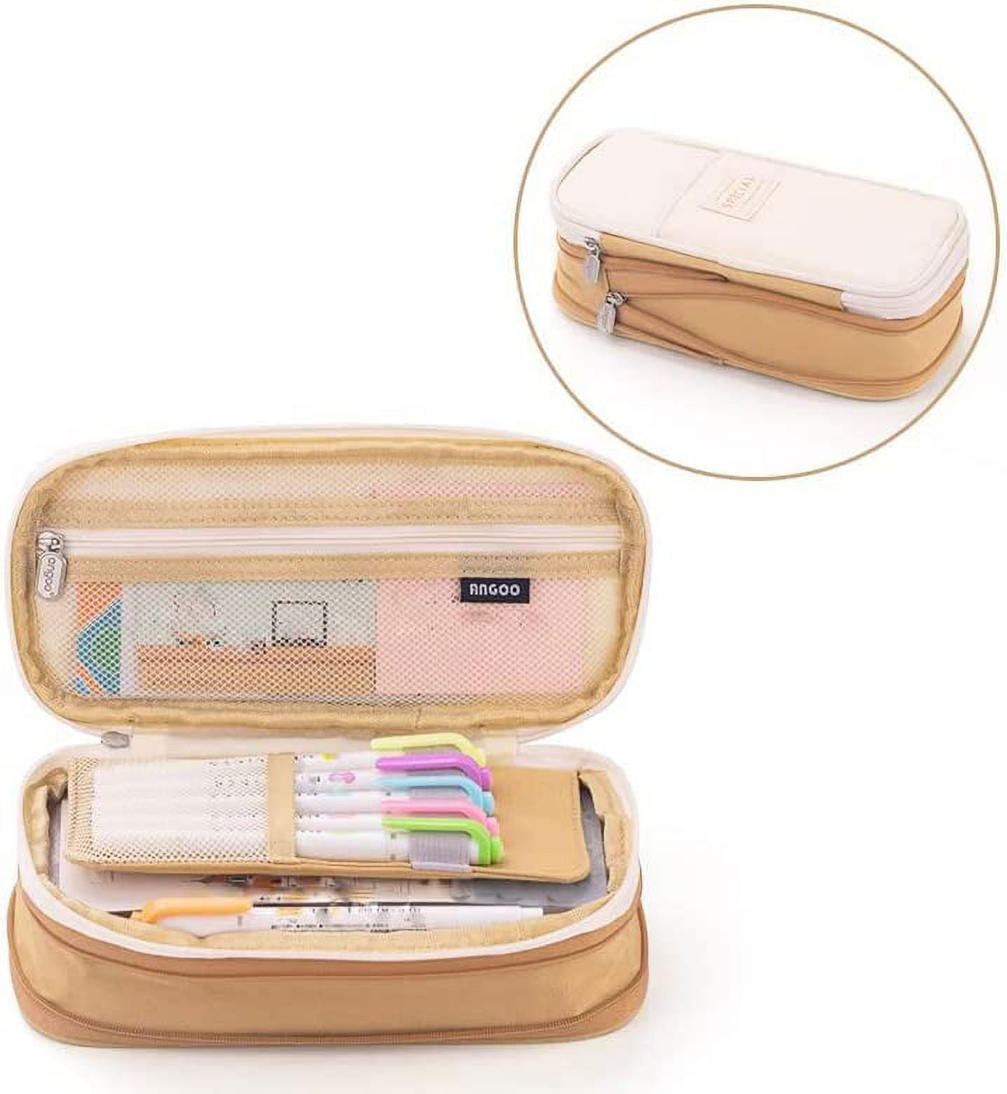 Colorful Large Storage Pencil Pen Case Bag With Zipper Big - Temu