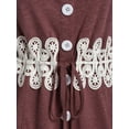 thumbnail image 2 of Rosegal Women's Plus Size Buttons Lace Up Applique Blouse, 2 of 5