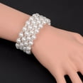 thumbnail image 2 of Bracelet Extensible en Perles et Strass pour Mariage, Bal, 3 Rangées, 2 of 8