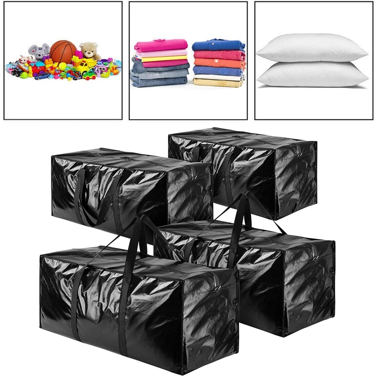 4PCS 110L Extra Large Storage Bags with Zips, Moving Bag, Heavy Duty