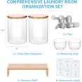 thumbnail image 2 of Laundry Detergent Dispenser with Bamboo Lids, Shelf Stand, Spouts, 8 Waterproof Labels, 2 Glass Cups for Liquid Detergent - 2-Pack 120 oz Glass Containers for Laundry Room Organization and Storage, 2 of 7