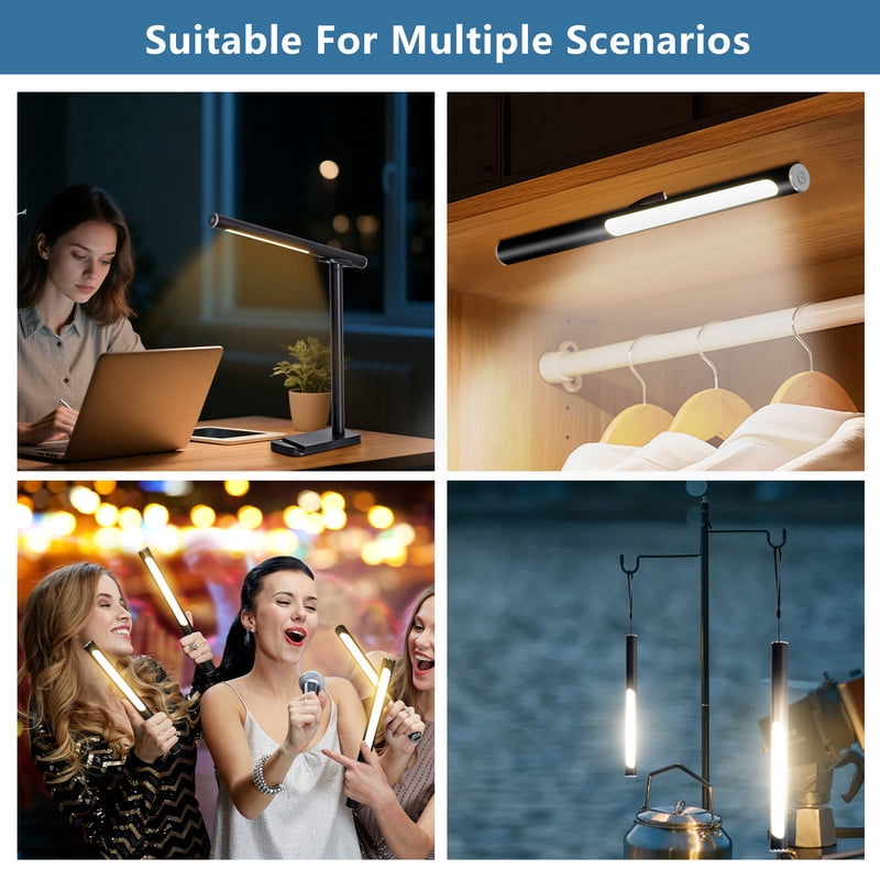 TICOZE LED Desk Lamp 360° Adjustable with USB Charging Port, 5 Light Modes and Dimmable Brightness Touch Control, Space-Saving Bedside Lamp for Reading, Craft, Work and Study (Black)