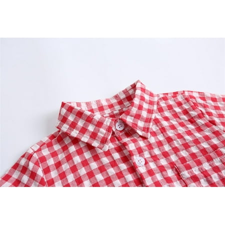 

Aayomet Kids Baby Boys Girls Short Sleeve Patchwork Plaid Shirt Romper Bodysuit Outfit Jumpsuit for Boy Red 6-12 Months