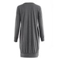 thumbnail image 4 of Blusa informal gris con bolsillos y abertura lateral, blusa de manga larga con escote en V para mujer, 4 of 7