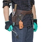TOURBON Leather Florists Tool Belt Bag Gardener Electrician Carpenter Tools Carrier with 3 Pockets Brown
