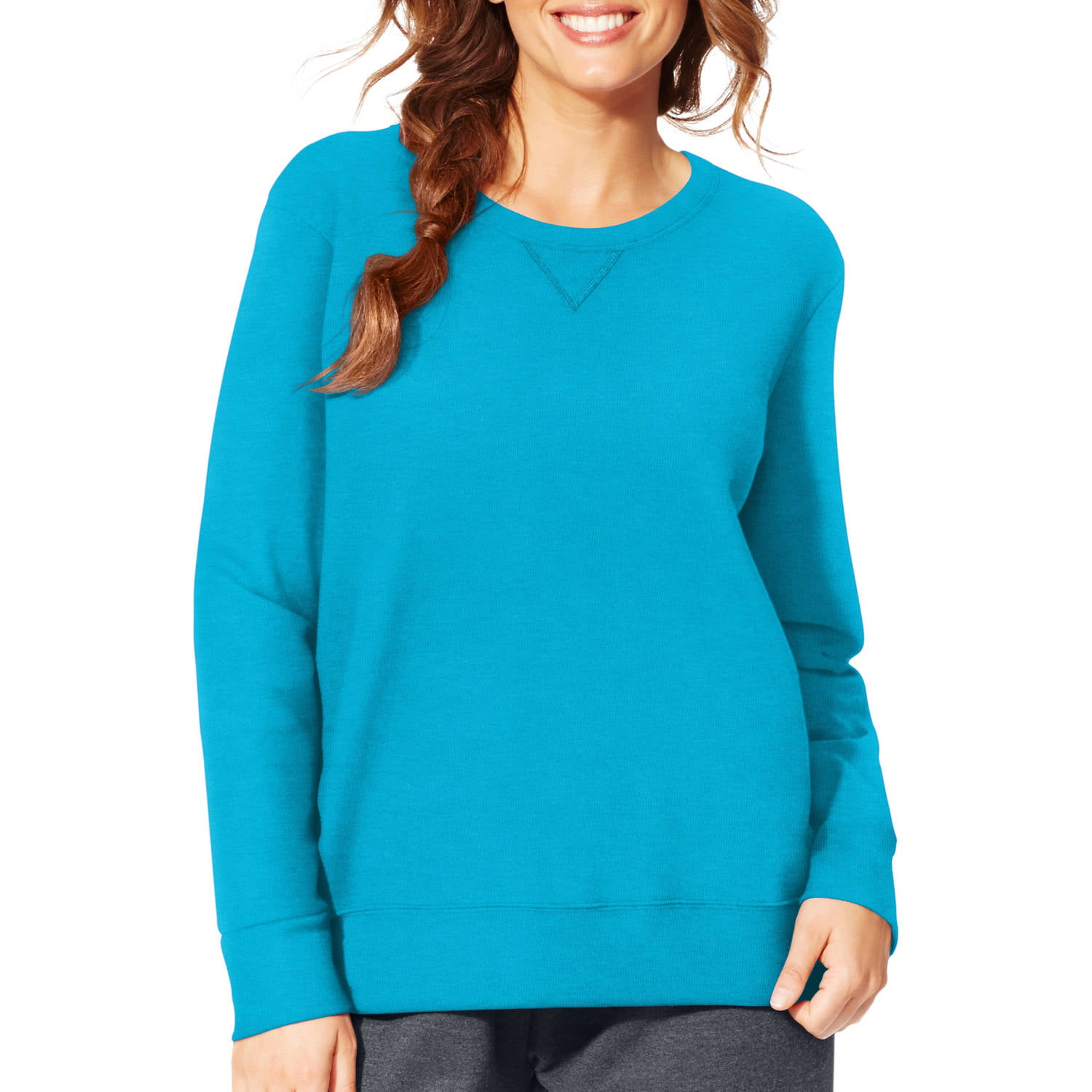 Women's Plus-Size Fleece V-notch Sweatshirt - Walmart.com