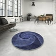 thumbnail image 4 of Ahgly Company Machine Washable Indoor Round Transitional Night Blue Area Rugs, 3' Round, 4 of 7