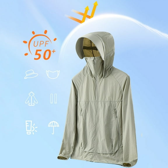 Men Summer Breathable Sun Protection Clothing Outdoor Fitted Detachable Fishing Exercise Coat