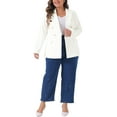 thumbnail image 2 of Agnes Orinda Women's Plus Size Blazers Notch Lapel Long Sleeve Buttons Office Work Jackets Blazer with Pockets 4X White, 2 of 6