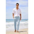 thumbnail image 3 of COOFANDY Men's Cotton Linen Pants Elastic Waist Lightweight Casual Pants Relaxed Fit Yoga Beach Pants with Pockets, 3 of 6