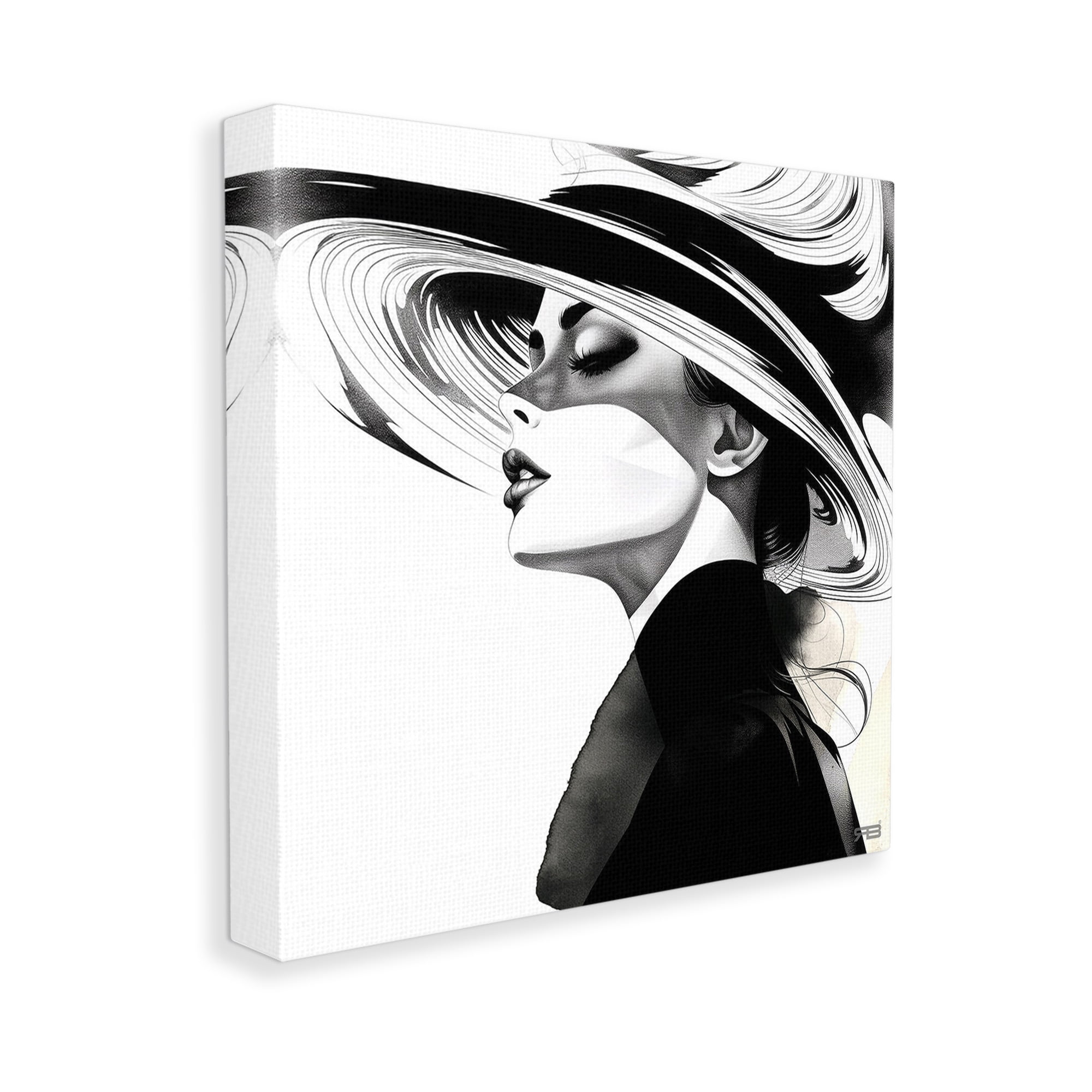Stupell Industries Woman & Abstract Hat Abstract Painting Gallery Wrapped Canvas Art Print Wall Art, 17 x 17