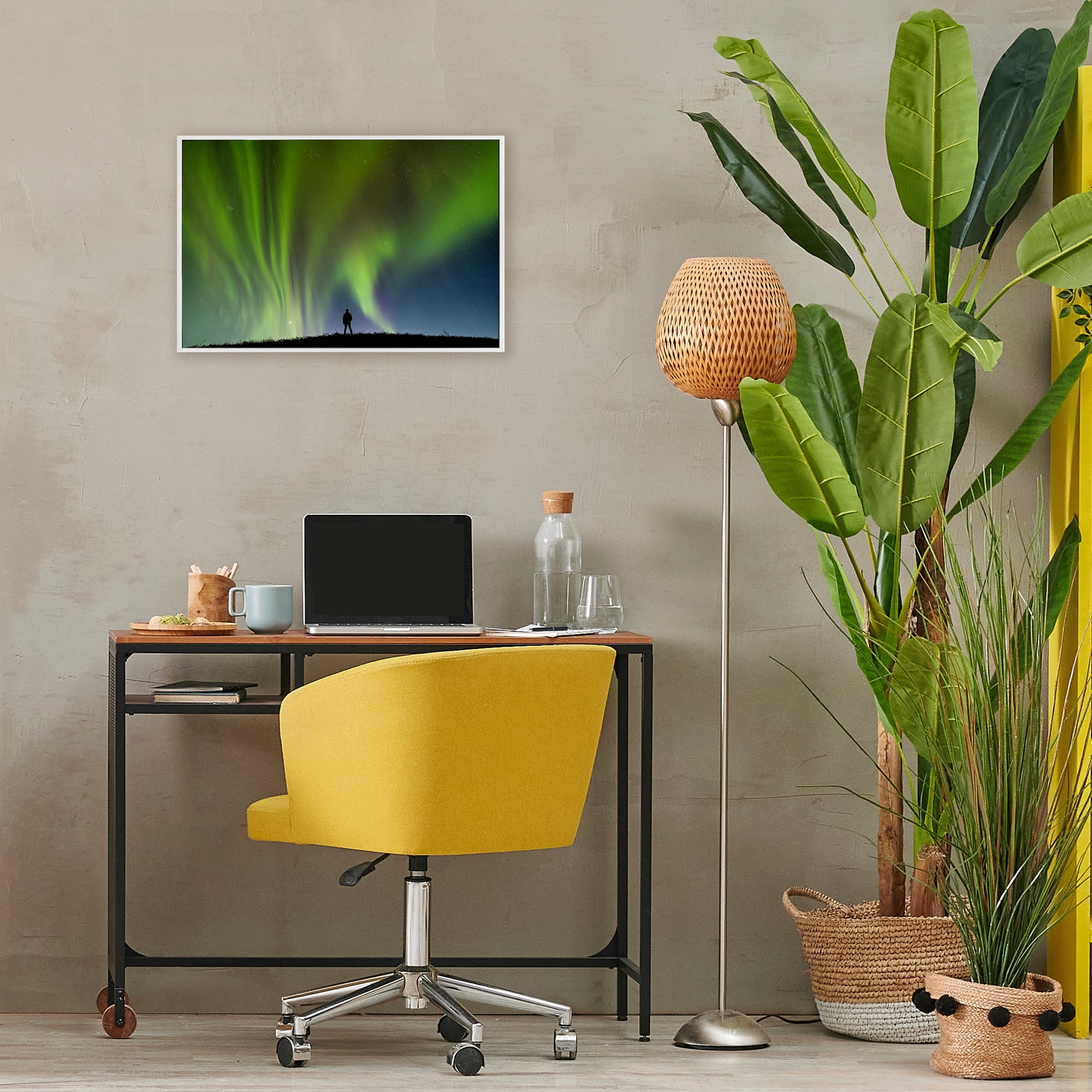 Stupell Industries Envelop Northern Lights Silhouette White Framed Giclee Art, design by Shelley Carlisle