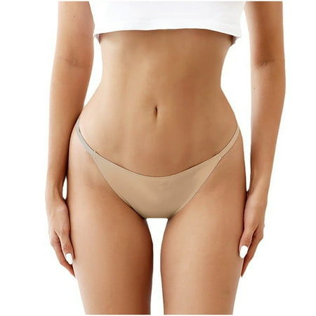 Bigersell Women s Bikini Panties Clearance Cute Panties Cheeky Panty Style P-1451 Nylon Brief Panties G String Thong Briefs Mid Waist Women Cheeky Panties Brown S