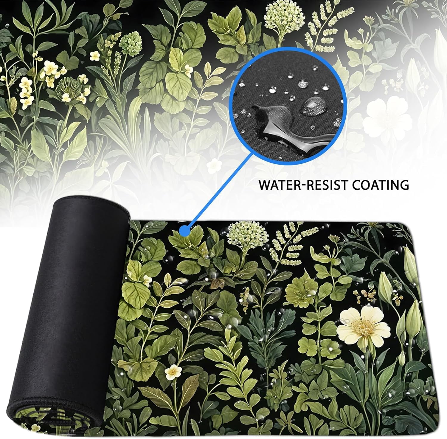 Gaming Mouse Pad Flower Botanical Extra Large, Oversized VintageFloral Plant Mousepad Non-Slip Base Stitched Edges, Long Desk Mat for Keyboard Mouse 15.7”x 34.7”XXL Gift for Christmas, for Women Men