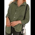 thumbnail image 2 of Camisas de Mujer con Botones y Cuello en V, Camisa Informal Holgada Verde XXL, 2 of 8
