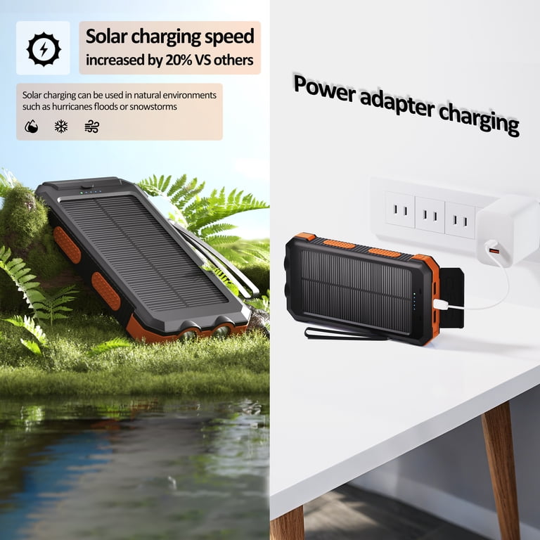 SOLPOWBEN 30000mAh Solar Power Bank, Orange photo 3