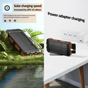 SOLPOWBEN 30000mAh Solar Power Bank Compatible for Iphone 17 Cell Phone 12W Portable Charger Power Bank for Outdoor Camping Hiking (Orange)