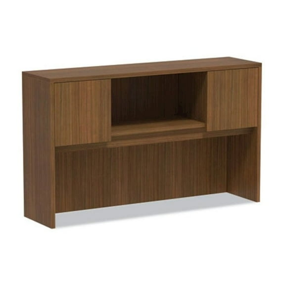 Alera Valencia Series Hutch with Doors, 4 Compartments, 58.88w x 15d x 35.38h, Modern Walnut
