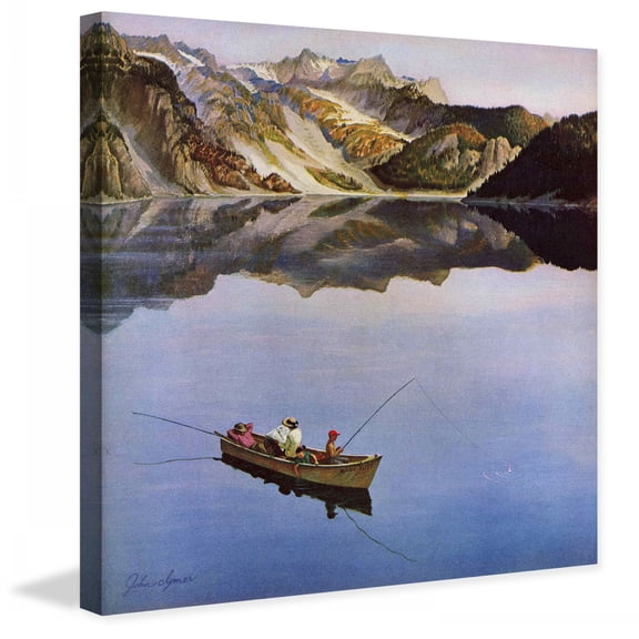 Marmont Hill Fishing on Mountain Lake by John Clymer Painting Print on Canvas