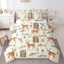 Castle Fairy Animal Fish Deer Bedding Comforter Set,Fishing Hunting Queen Bedding Sets