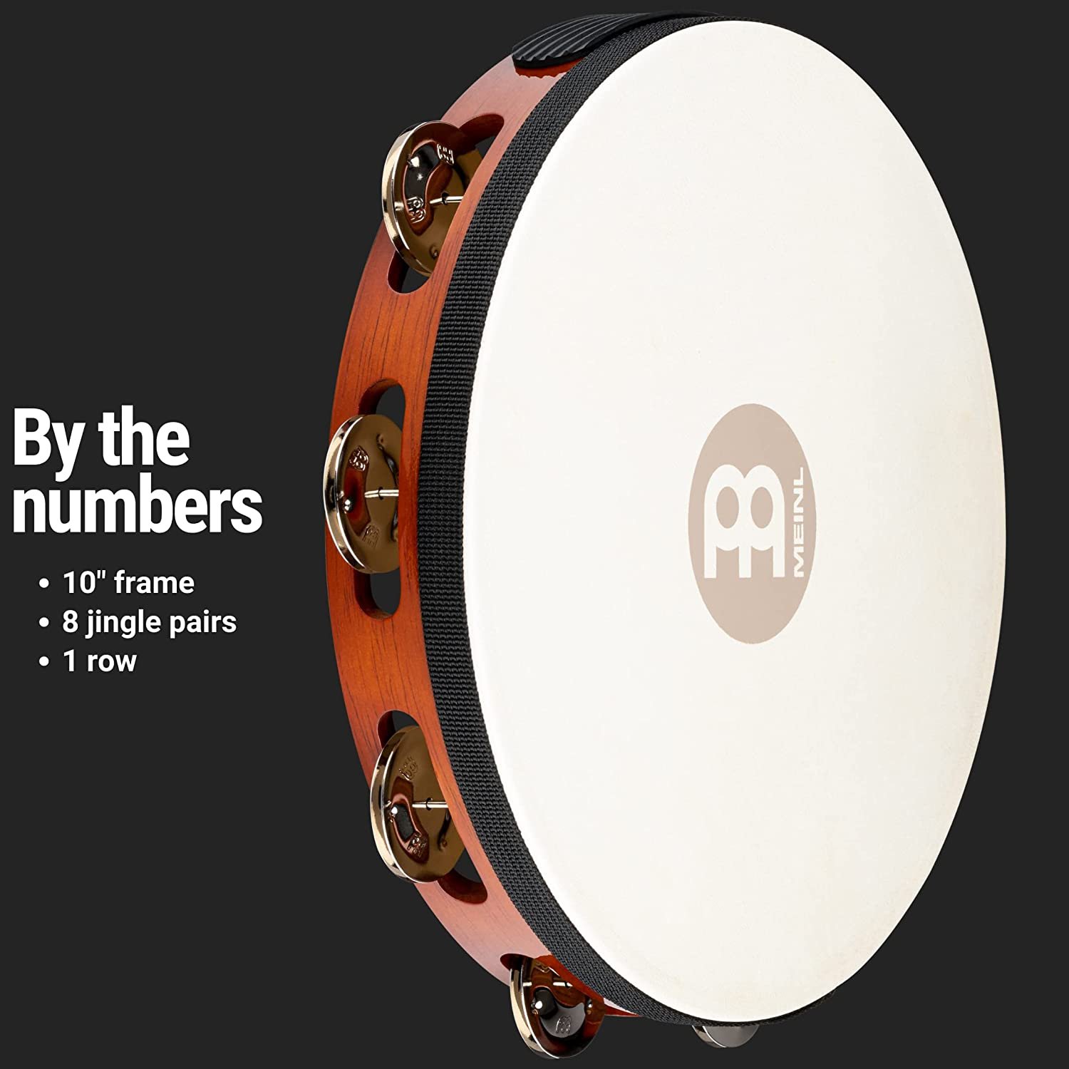Meinl Headed Wood Tambourine Steel Jingles, 1 Row