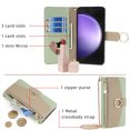 thumbnail image 2 of Wallet Phone Case for Samsung Galaxy S25, Zipper Pocket and Card Slots Stand Feature Ring Holder Back Cover with Metal Crossbody Shoulder Strap Stylish Case for Samsung Galaxy S25, Green, 2 of 7