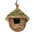 thumbnail image 2 of Bird Straw House - Handwoven Bird House Grass Breeding Cage with Climbing Ladder Outdoor Hanging Birdhouse for Small Birds Parakeets Finches, 2 of 6