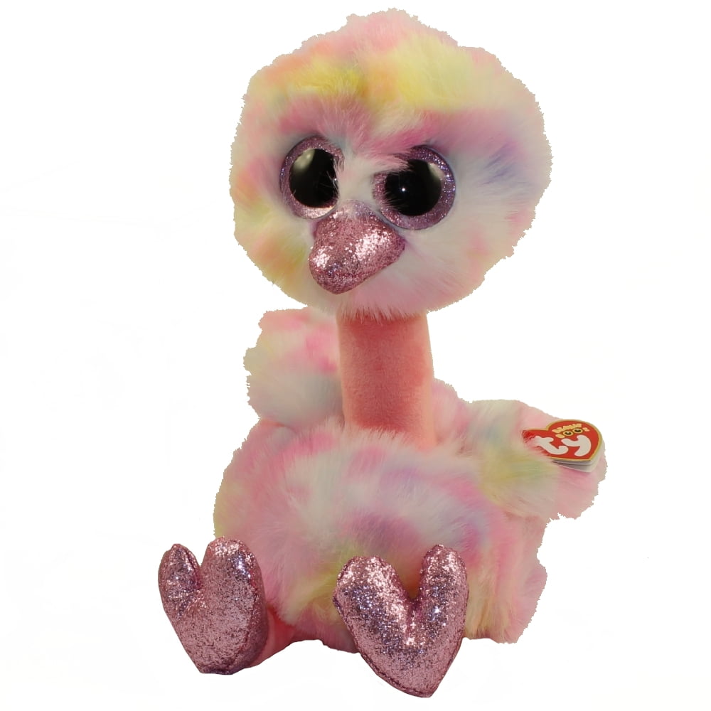 Glitter Eyes Medium - 9 inch AVERY the Pink Ostrich TY Beanie Boos - MWMTs 