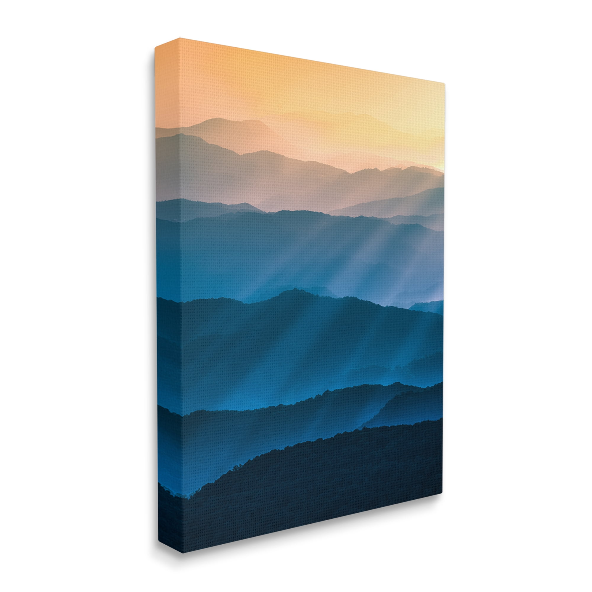 Stupell Industries Blue & Yellow Mountains Landscape Photography Gallery Wrapped Canvas Art Print Wall Art, 16 x 20