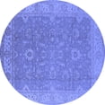 thumbnail image 1 of Ahgly Company Machine Washable Indoor Round Oriental Blue Industrial Area Rugs, 4' Round, 1 of 4