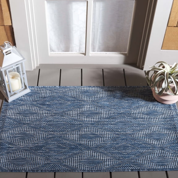 Safavieh Courtyard Teodor Geometric Indoor/Outdoor Area Rug, Navy, 2' x 3'7"