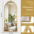 thumbnail image 3 of Arched Mirror Full Length: 60"x28" Gold Vintage Full Body Mirror Floor Antique Baroque Traditional Ornate for Entryway/Cloakroom/Bedroom/Living Room - Home Decor for Fashion-Conscious, 3 of 4