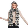 thumbnail image 2 of BZSMCE Warm Fleece Hood Scarf Wrap Daisy Stripes Pattern, 2 of 7