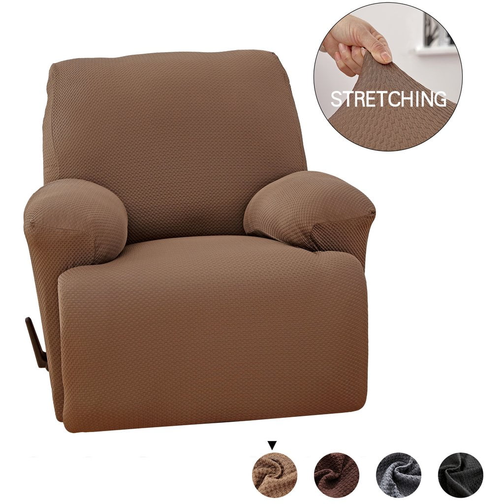 Brown, Recliner subrtex Stretch Chair Slipcover Furniture Protector Lazy Boy Covers for Leather and Fabric Sofa with Side Pocket
