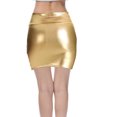 thumbnail image 4 of Abomasnow Women's Sexy Bodycon Pencil Skirts Solid Elastic High Waist Faux Leather Mini Skirts Gold XXL, 4 of 5