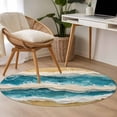thumbnail image 5 of Ocean Waves Round Living Room Rugs 3.3 ft, Summer Beach Sand Nautical Scenery Washable Area Rug with Non-Slip Sturdy Edge Binding Round Front Door Mat Floor Carpet for Entryway, 5 of 9
