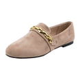 thumbnail image 5 of Rokment Womens Dressy Shoes 2026 Stylish Casual Metallic Chain Suede Low Heels Business Office Work Formal Flat Comfortable Walking Slip on Loafers Fall Khaki Size 8.5, 5 of 6
