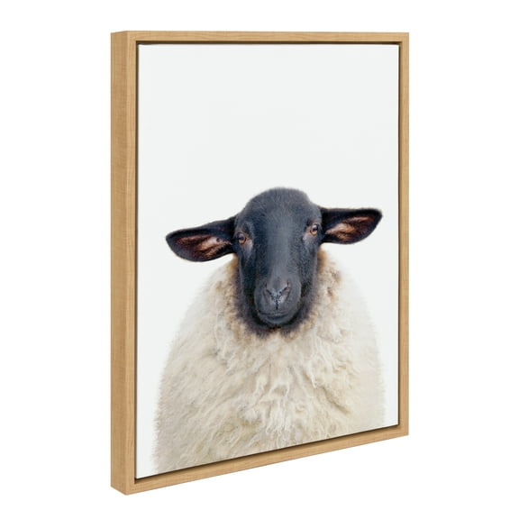 Kate and Laurel Sylvie Dorper Sheep Framed Canvas Wall Art by Amy Peterson Art Studio, 18x24 Natural, Modern Farm Animal Portrait Art for Wall