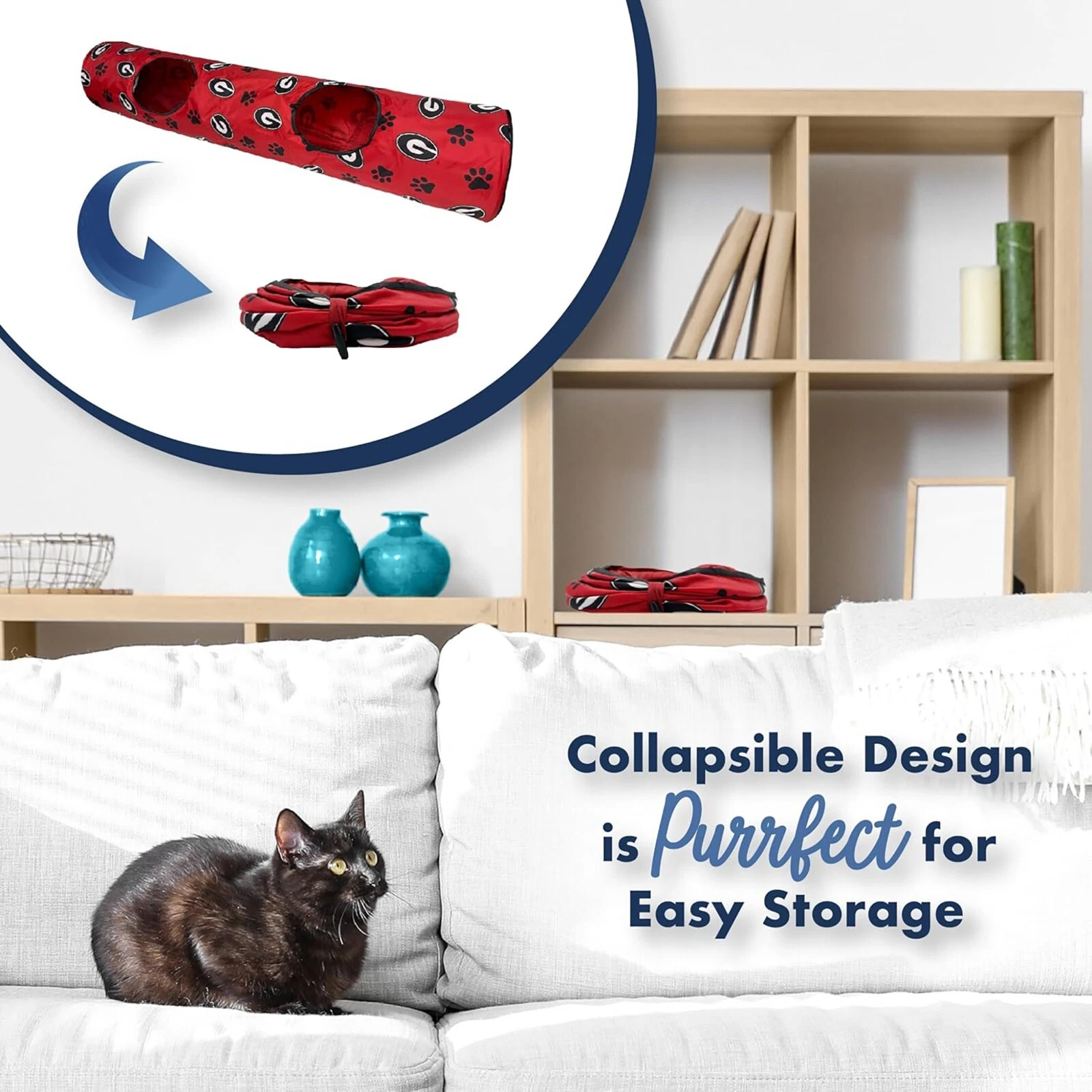 Pets First NCAA Cat Tunnel Tube Toy with Plush Football Catnip & Feather