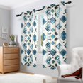 thumbnail image 2 of Yayeee Window Curtains Light Filtering 63"x42" Grommet Panel Pair Home Living Room Decor, Green Geometric Pattern, 2 of 7